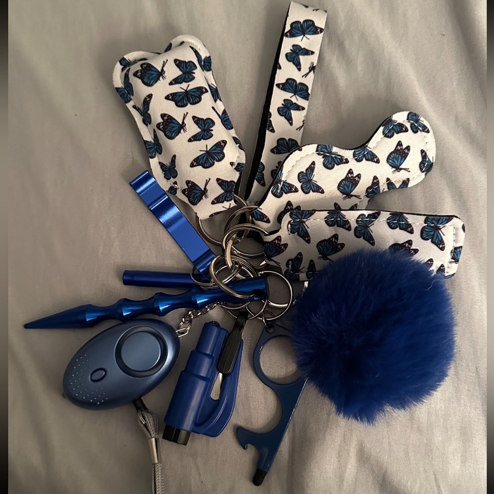 Blue Butterfly Safety Keychain